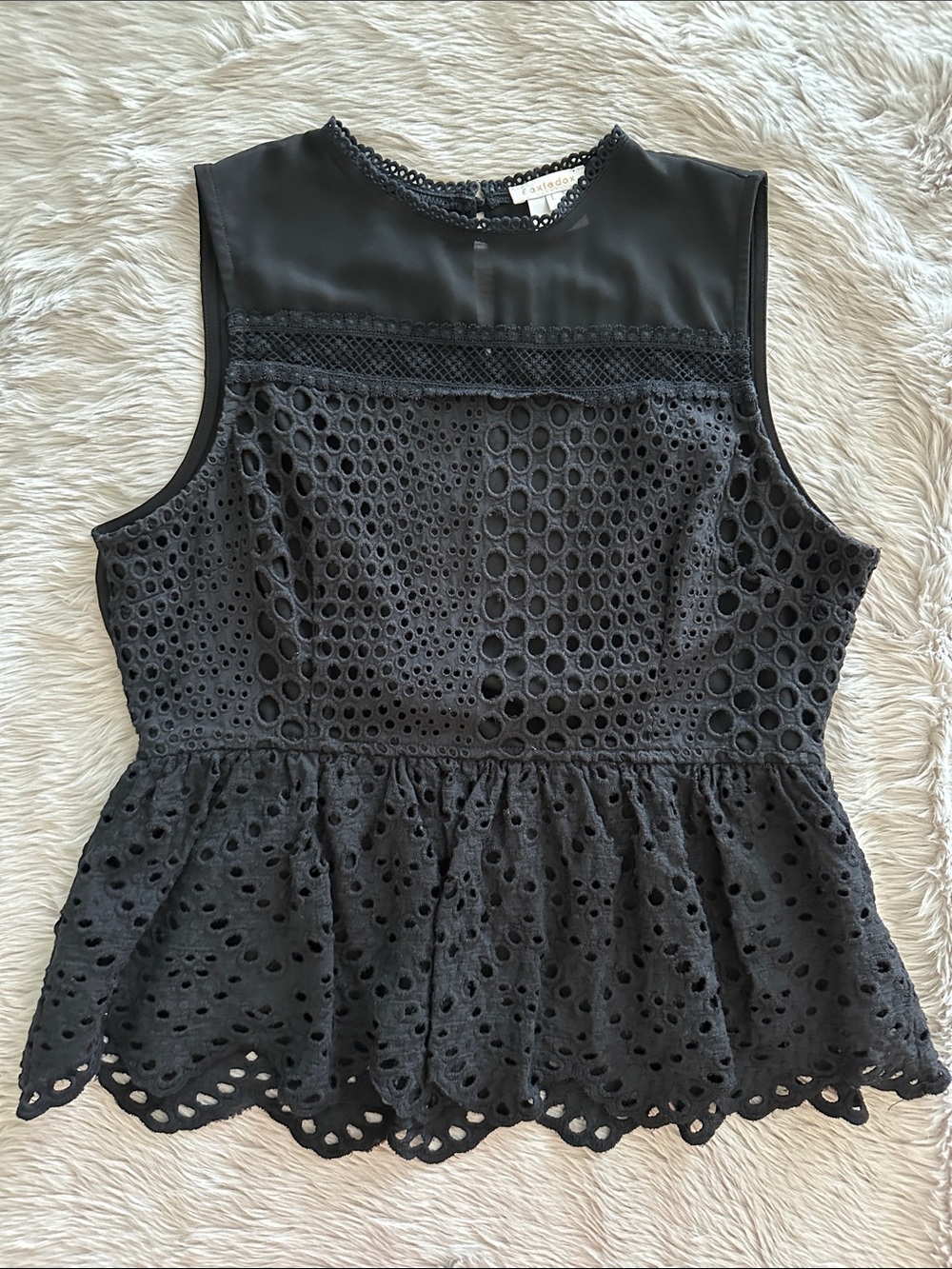 Foxiedox Eyelet Lace Peplum Blouse